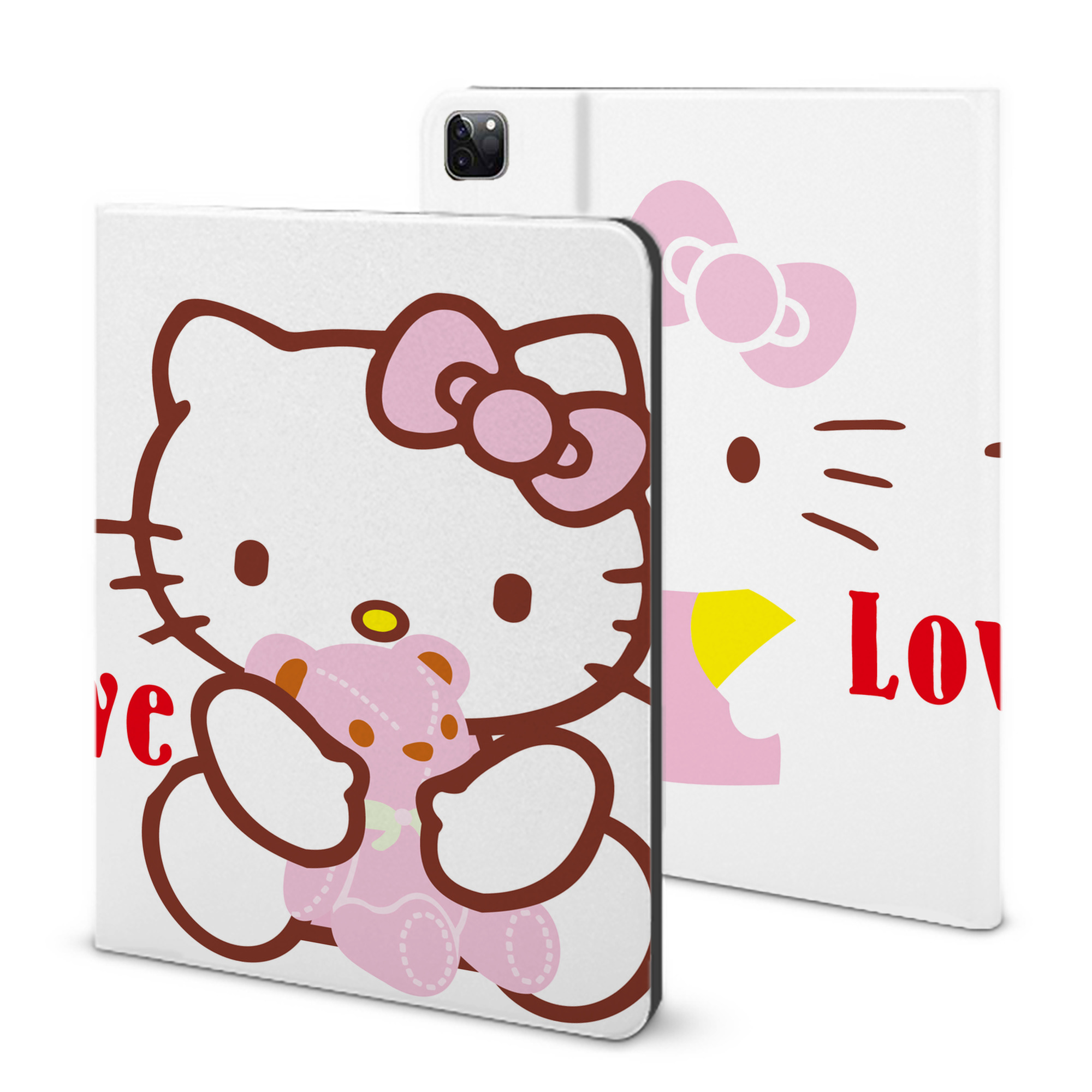 （画像用） Hello Kitty ハローキティ IPad ケース ブック型 PUレザー TPU 耐衝撃 軽量 薄型 ペン収納なし 全面保護 IPad 各モデル対応